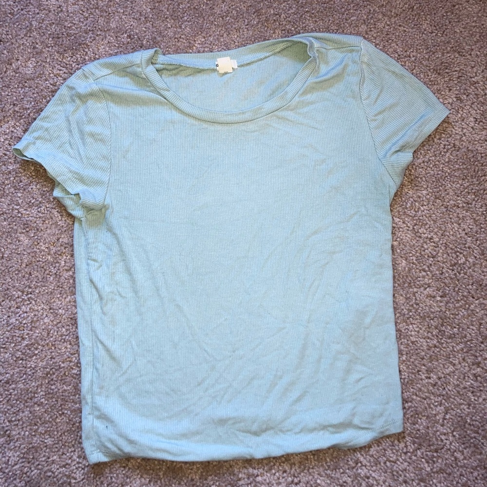 ribbed light blue tee shirt from Garage, size medium